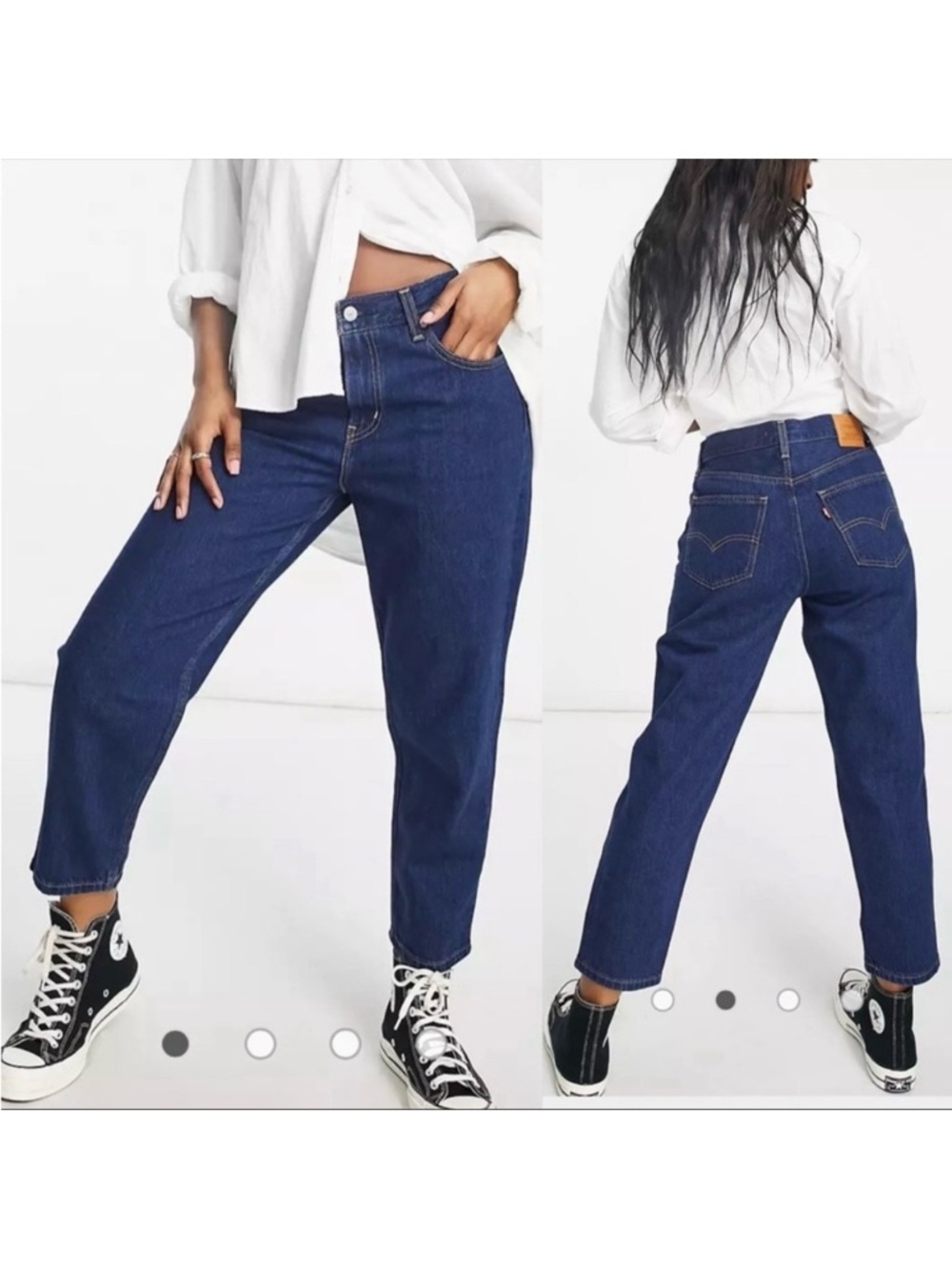 Levi's Premium Loose Taper Crop High Rise Jeans: At The Ready - Dark Wash Blue
